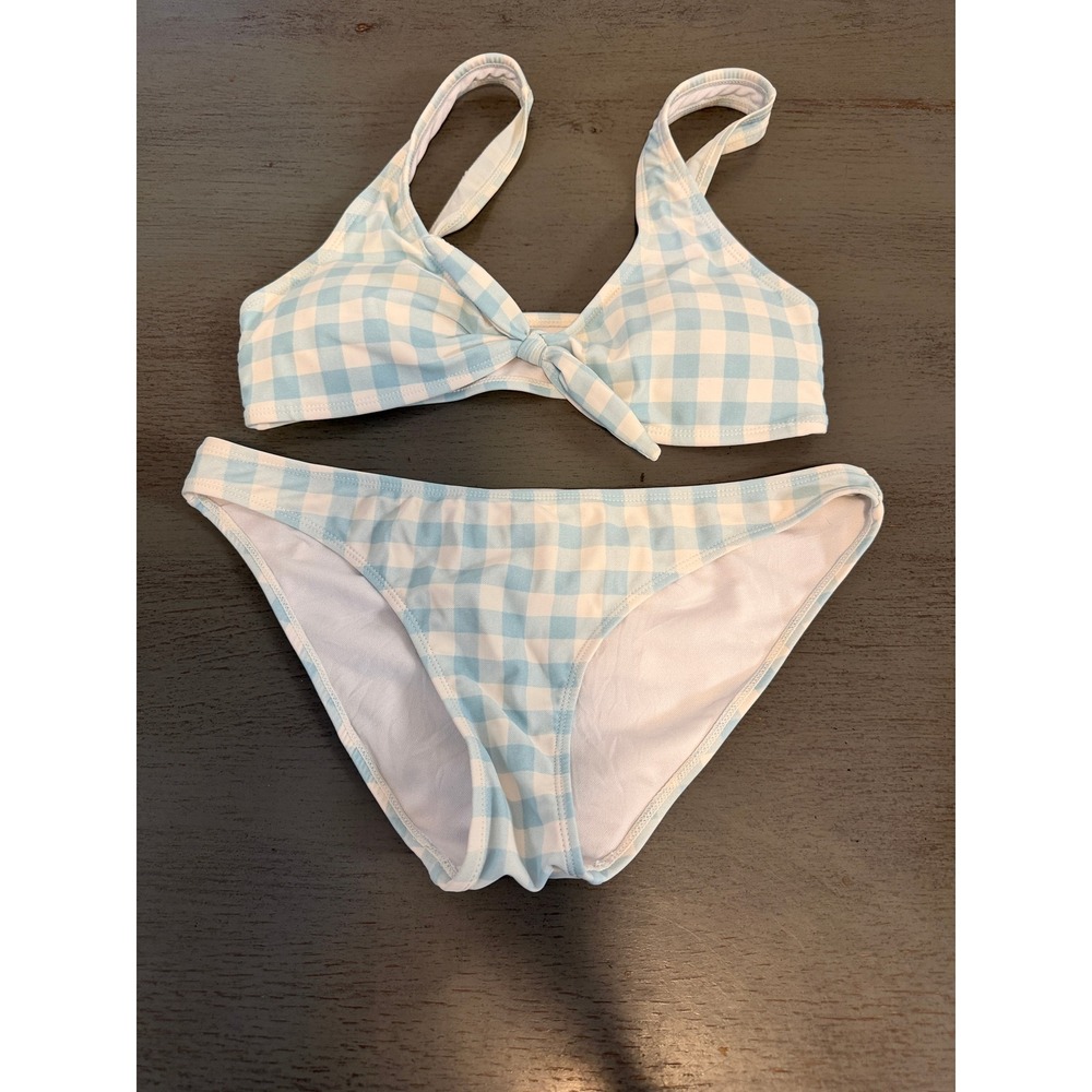Cabana del Sol Blue Gingham Bikini Set Front Tie Top Medium 9996-9313TB